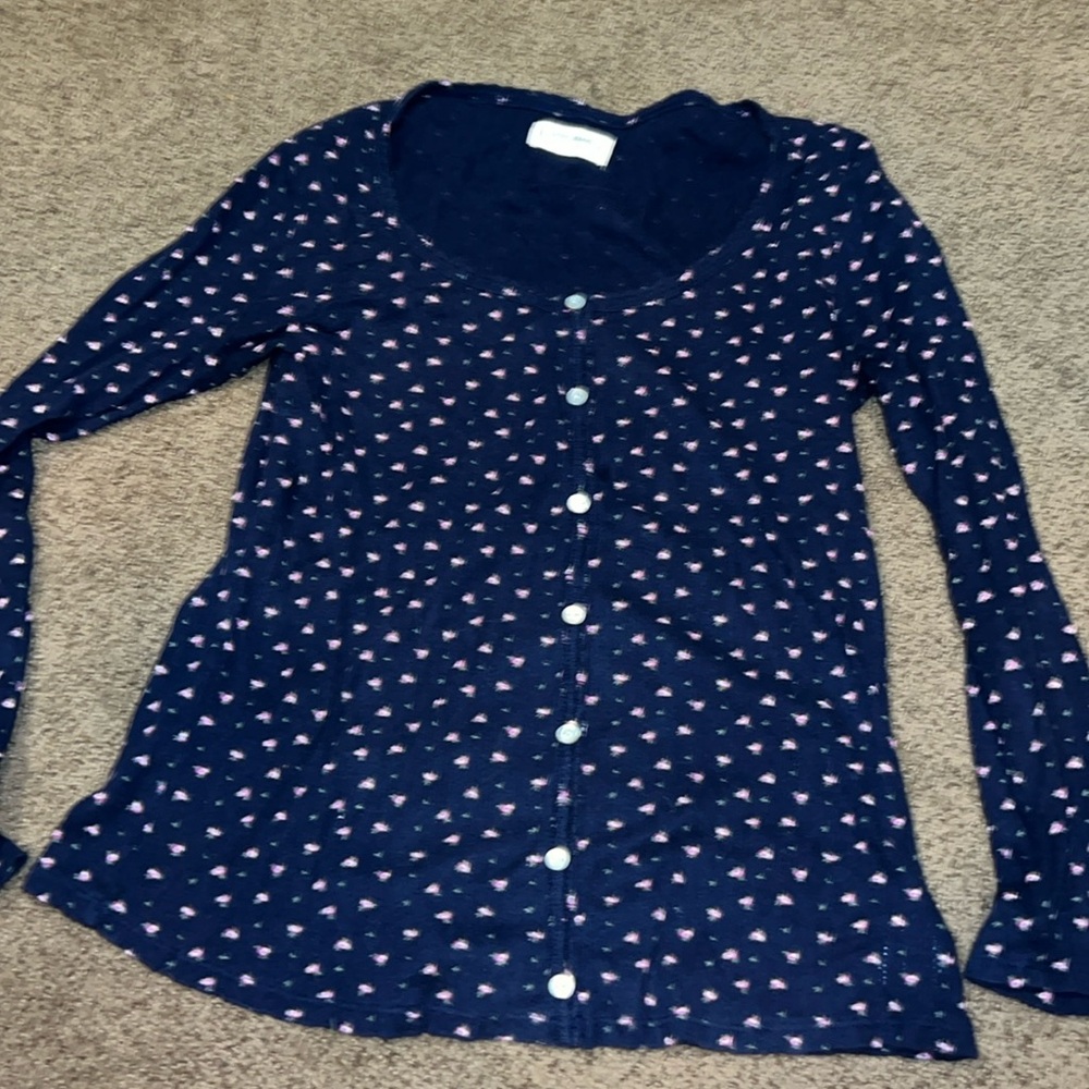 Lucky brand Henley blue floral‎ top women’s